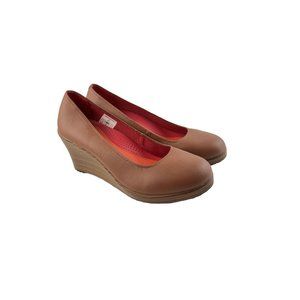 Crocs Lauren Womens Size 8.5 Boulder Colorado Brown Wedge Slip On Heels